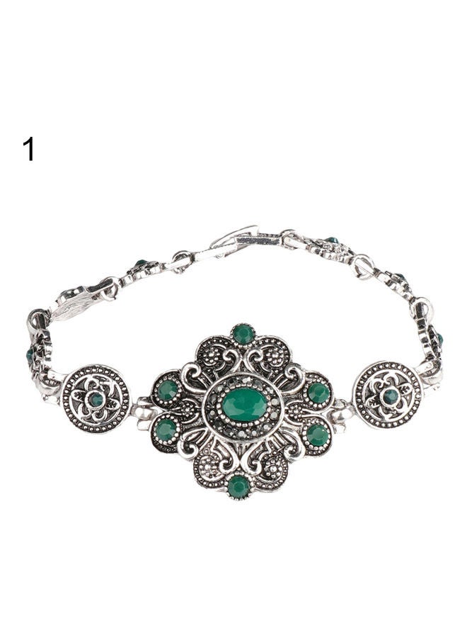 Vintage Flower Artificial Gem Bracelet Bangle Party Jewelry Women Birthday Gift - Image 1