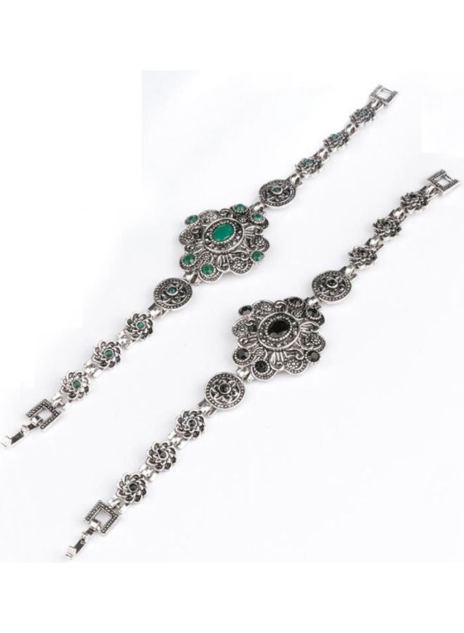 Vintage Flower Artificial Gem Bracelet Bangle Party Jewelry Women Birthday Gift - Image 2