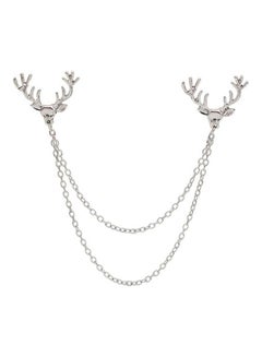 Shirt Collar Deer Head Brooch Pin with Long Chain
