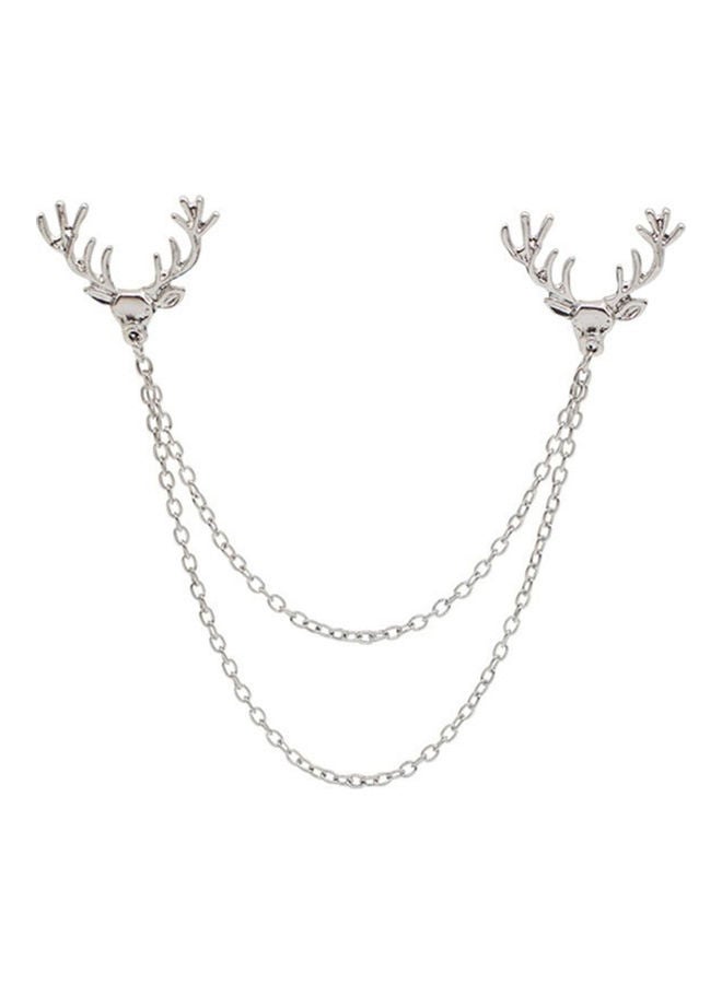 Generic - Shirt Collar Deer Head Brooch Pin with Long Chain - Image 1