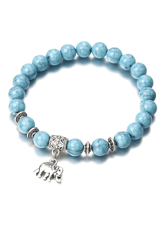 Generic - Elephant Charm Faux Turquoise Beaded Bracelet - Image 1