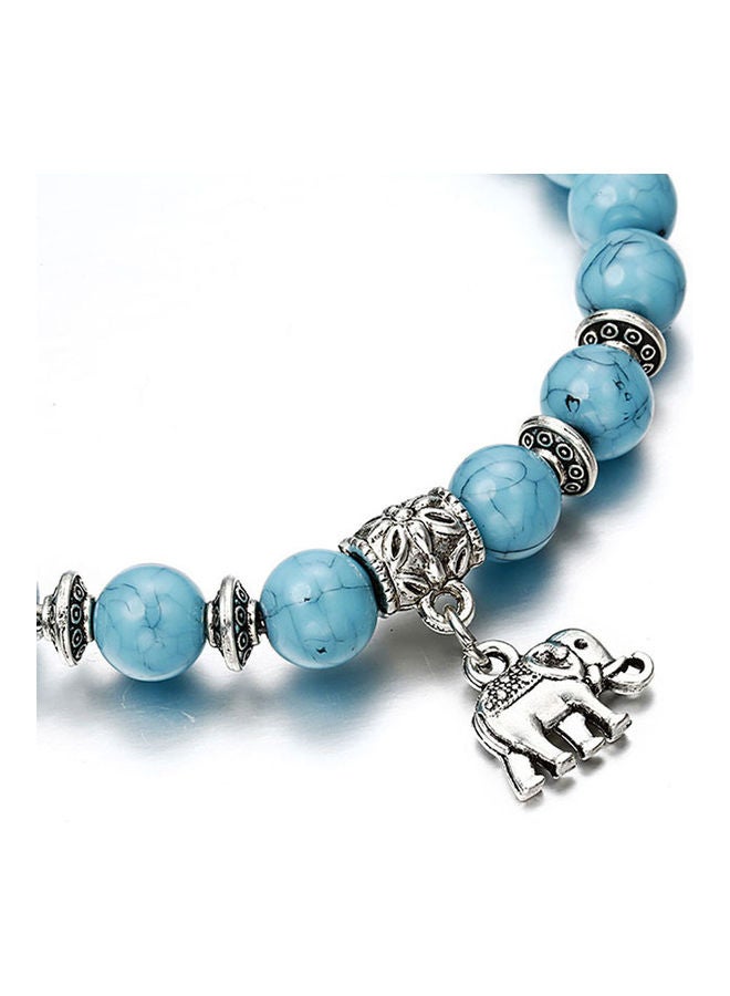 Generic - Elephant Charm Faux Turquoise Beaded Bracelet - Image 1