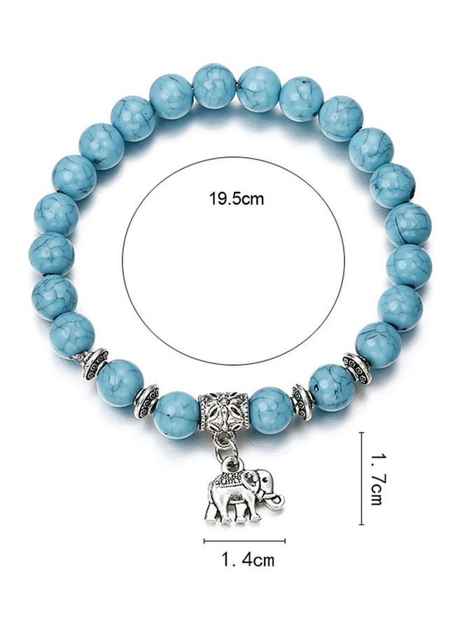 Generic - Elephant Charm Faux Turquoise Beaded Bracelet - Image 1