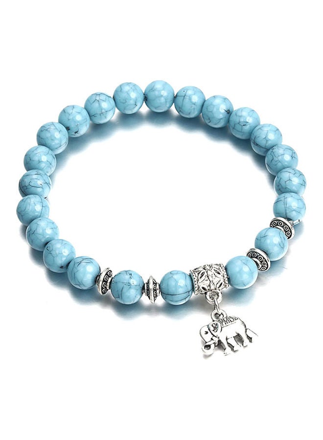 Generic - Elephant Charm Faux Turquoise Beaded Bracelet - Image 1