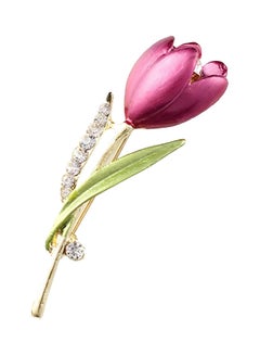 Women's Elegant Tulip Brooch Rhinestone Decoration Flower Pin