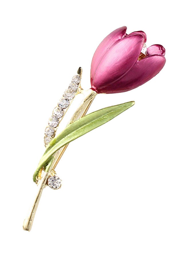 Generic - Women's Elegant Tulip Brooch Rhinestone Decoration Flower Pin - Image 1