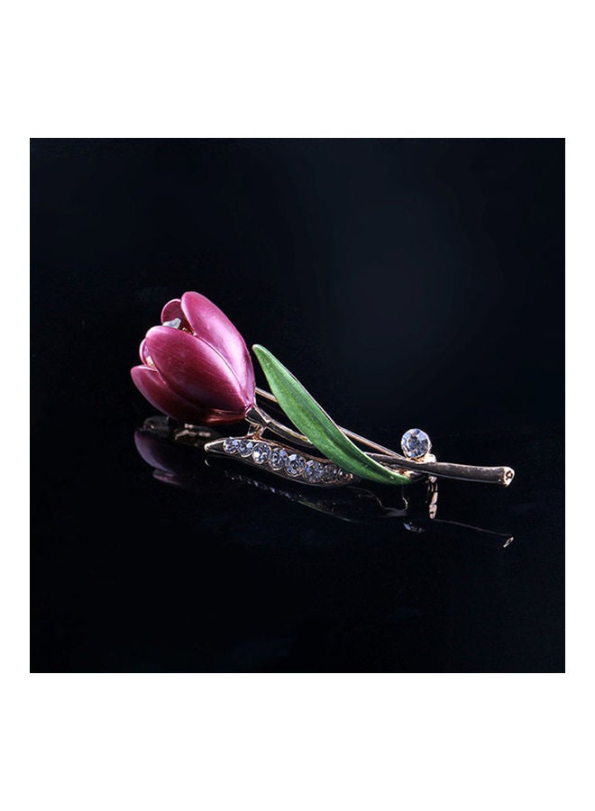 Generic - Women's Elegant Tulip Brooch Rhinestone Decoration Flower Pin - Image 1