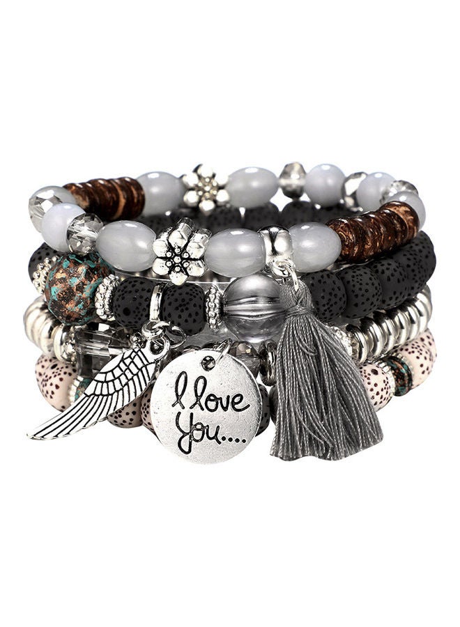 طقم أساور كلاسيكية بتصميم بوهيمي مكون من 4 قطع