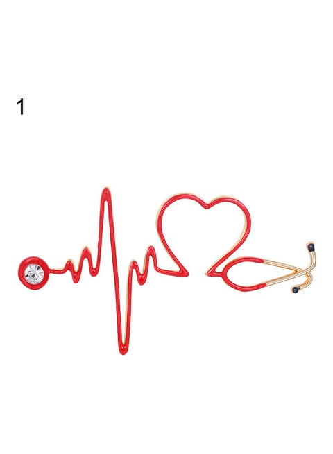 Medical Pins Stethoscope and Heartbeat Shape Brooch Pin