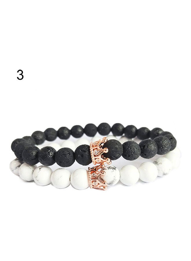 2Pcs Stone Beaded Elastic Bracelet Bangle Jewellery - Image 1
