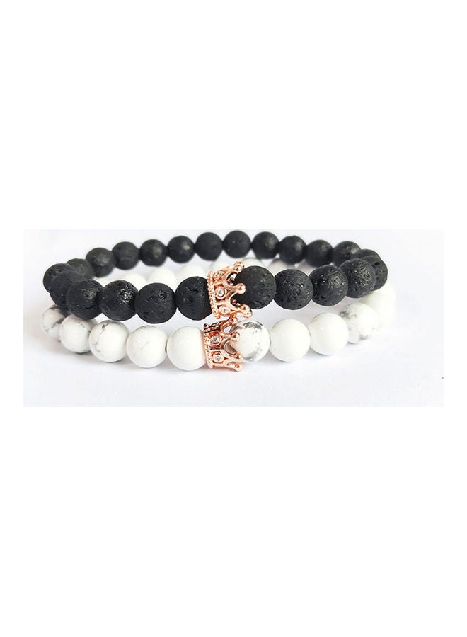 2Pcs Stone Beaded Elastic Bracelet Bangle Jewellery - Image 3
