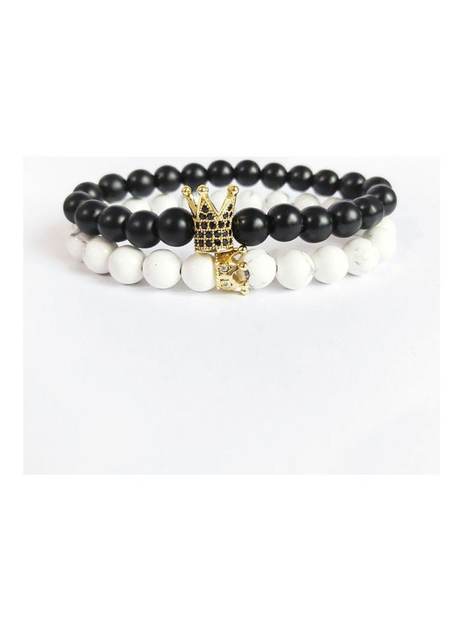 2Pcs Stone Beaded Elastic Bracelet Bangle Jewellery - Image 2