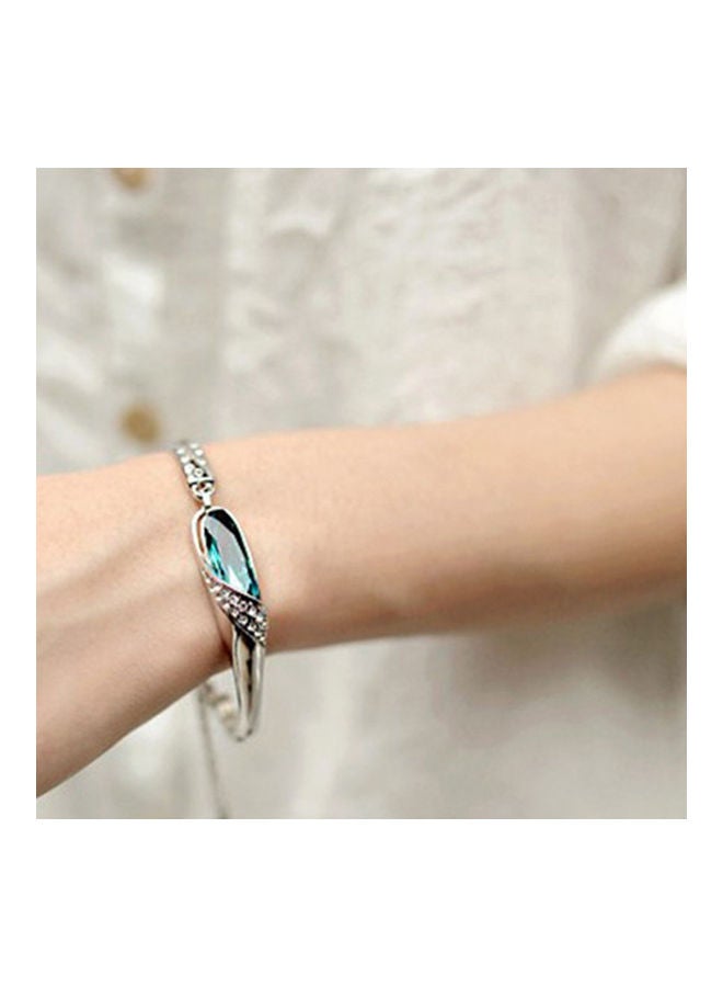 Elegant Glass Shoe Blue Rhinestone Charm Chain Bracelet - Image 2