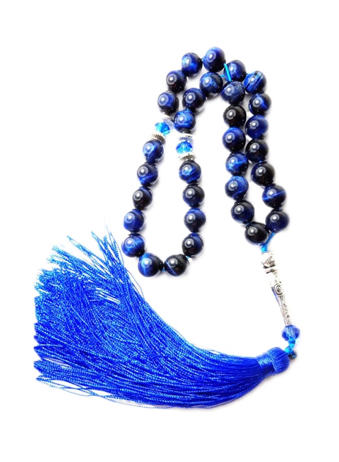 Miracle Empire Blue Cat Eye Handmade Tassel Prayer Beads  - Image 1