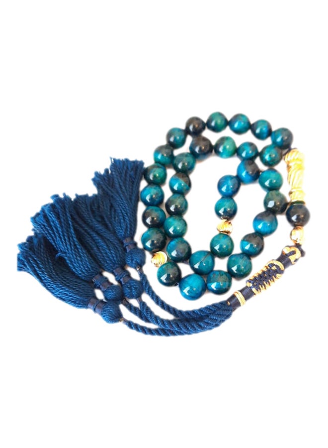Miracle Empire Blue Cat Eye And Rope Tassel Handmade Prayer Beads  - Image 1