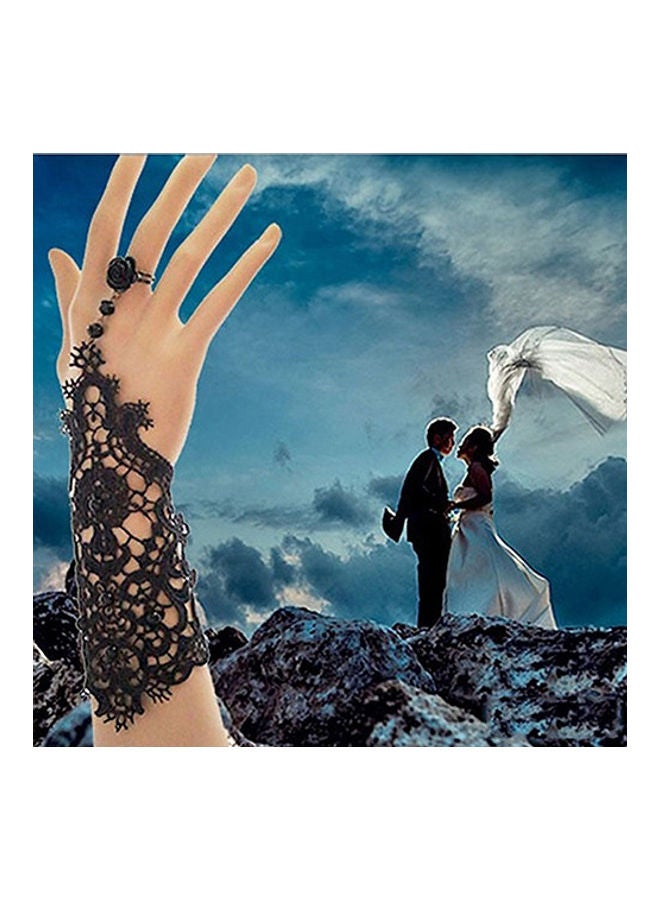 سوار موصول بخاتم بتصميم كلاسيكي و رائع يُشبه الدانتيل, مرصع باللؤلؤ الاصطناعي  - Image 2