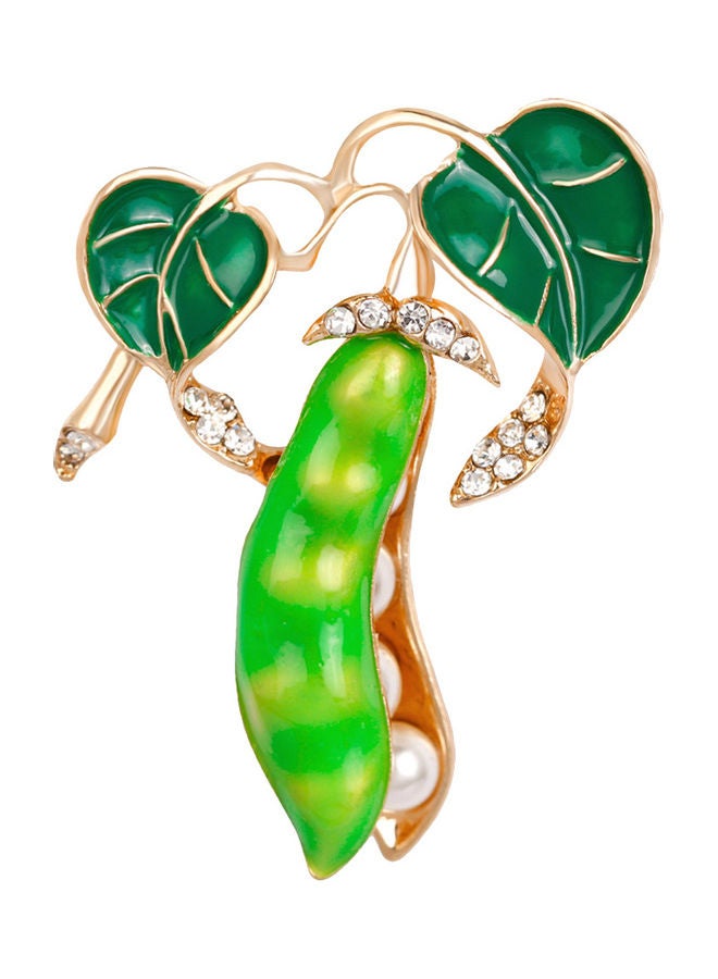 Generic Pea Pod Shape Faux Pearl Rhinestone Inlaid Women Shirt Collar Brooch Pin  - Image 1
