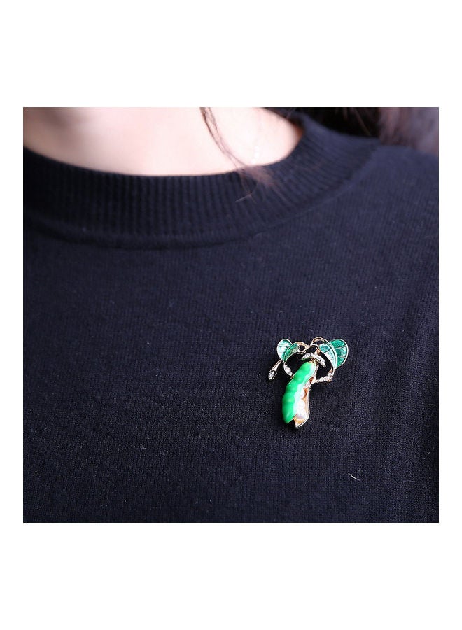 Generic Pea Pod Shape Faux Pearl Rhinestone Inlaid Women Shirt Collar Brooch Pin  - Image 2