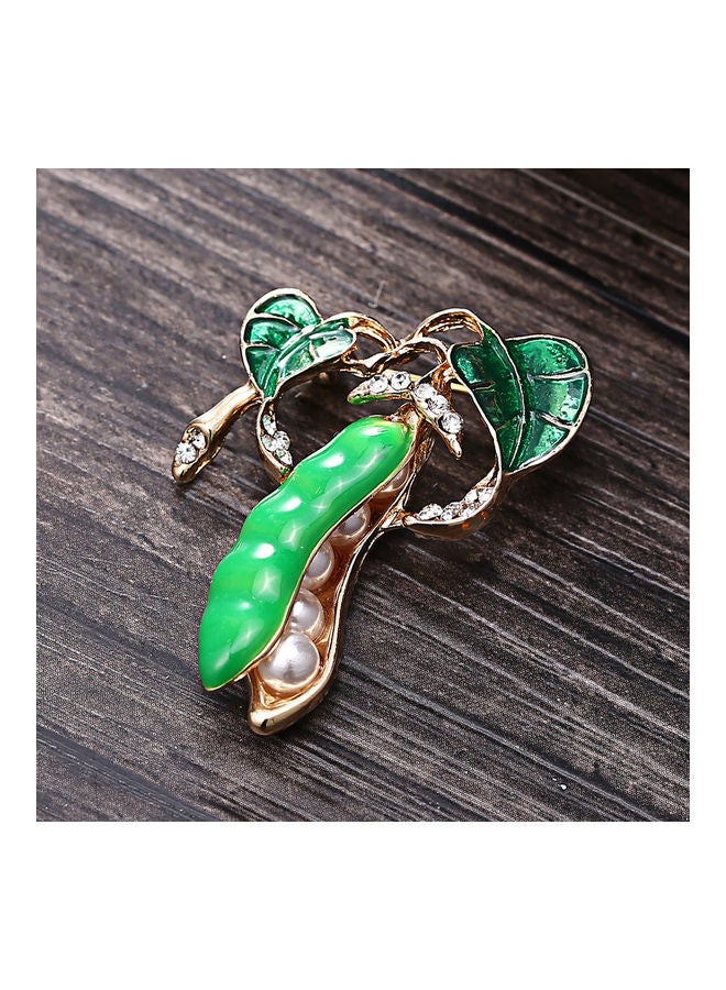 Generic Pea Pod Shape Faux Pearl Rhinestone Inlaid Women Shirt Collar Brooch Pin  - Image 4
