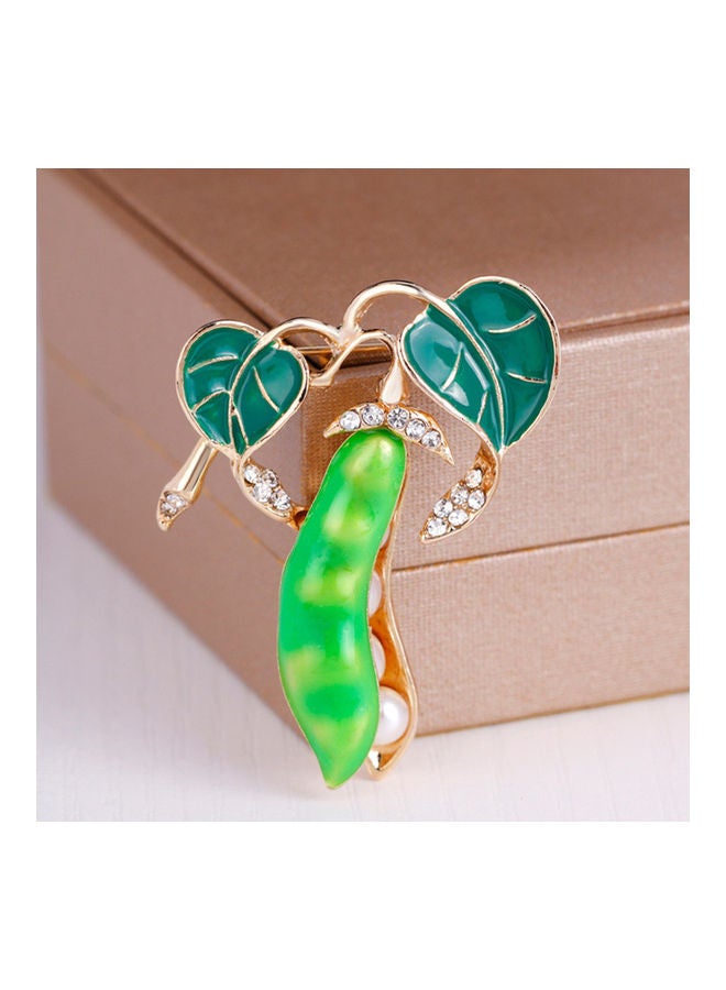 Generic Pea Pod Shape Faux Pearl Rhinestone Inlaid Women Shirt Collar Brooch Pin  - Image 5