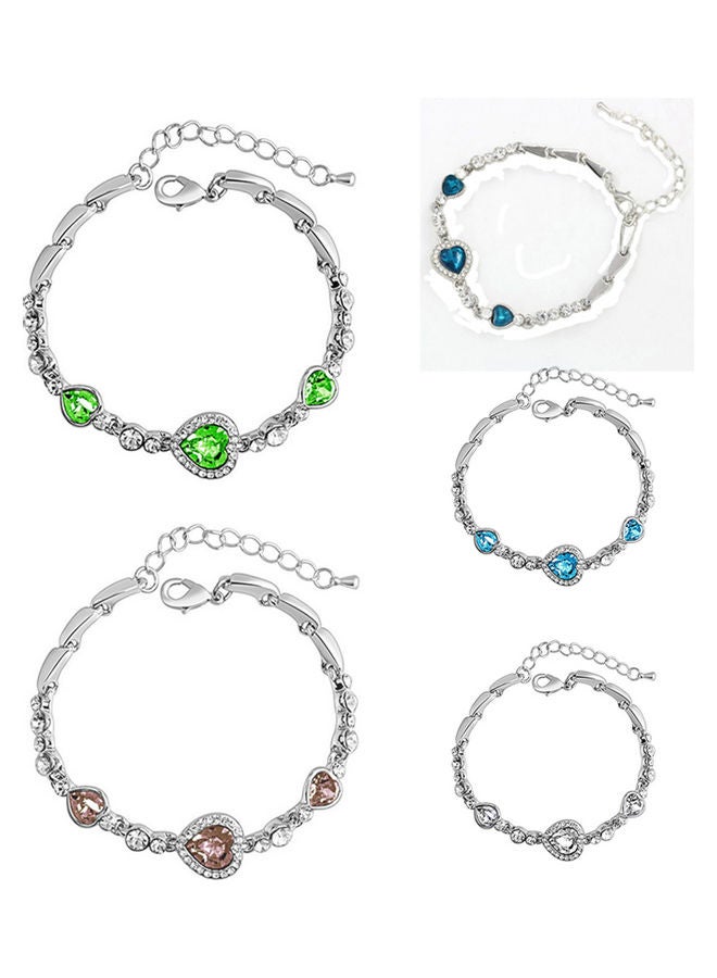 Rhinestone Stylish Alloy Heart Decoration Bracelet - Image 1