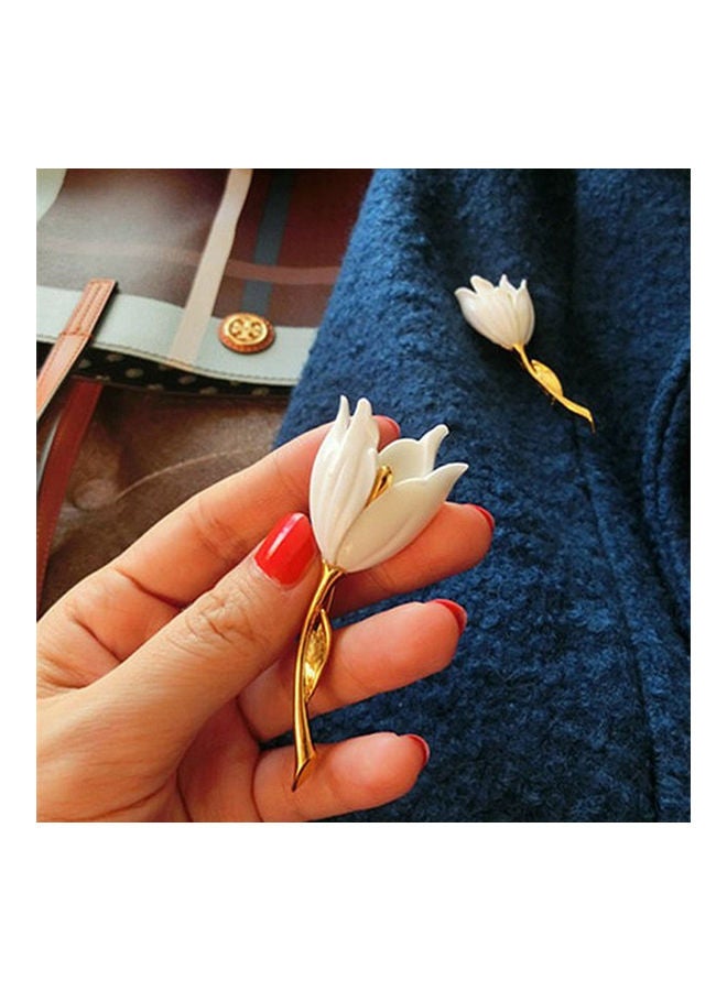 دبوس بروش مطلي بالمينا بتصميم زهرة التوليب  - Image 3