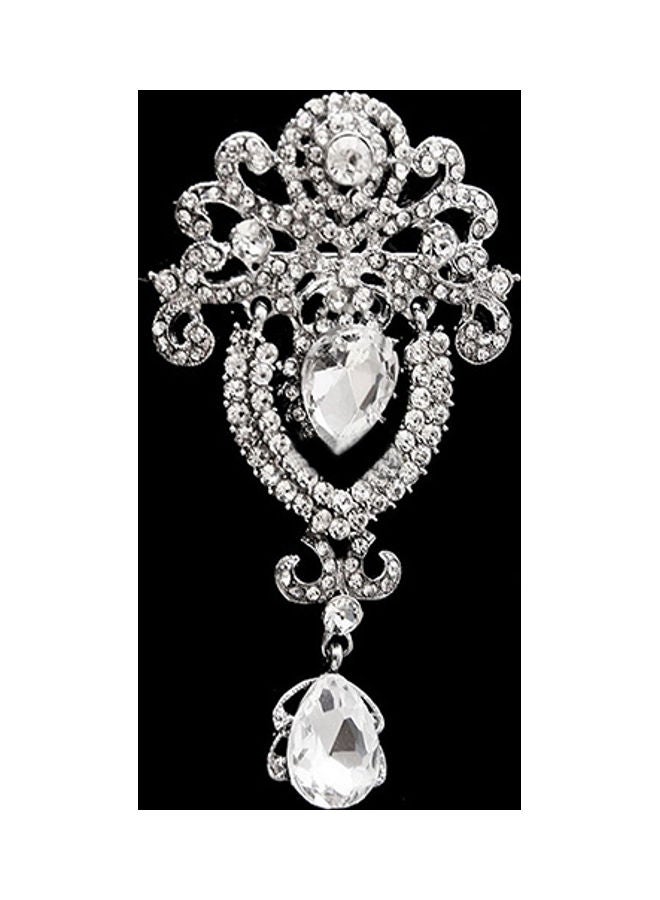 ماركة غير محددة دبوس بروش مرصع بالكريستال و حجرالراين, مُصمّم على شكل تاج زفاف كبير موصول بزهرة  - Image 1