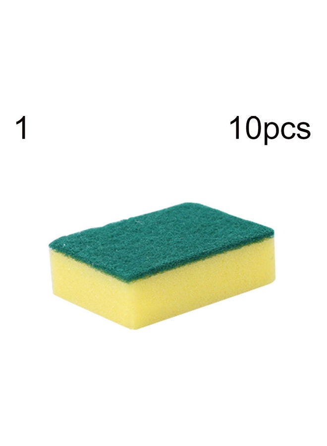 طقم إسفنجات تنظيف مكون من 10 قطع أصفر/ أخضر - Image 1