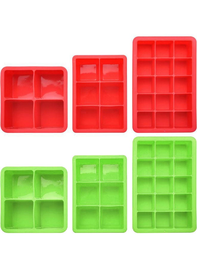 Generic - 6 Grids Silicone Ice Cube Making Tray Green 3.5x20.5x14cm - Image 1