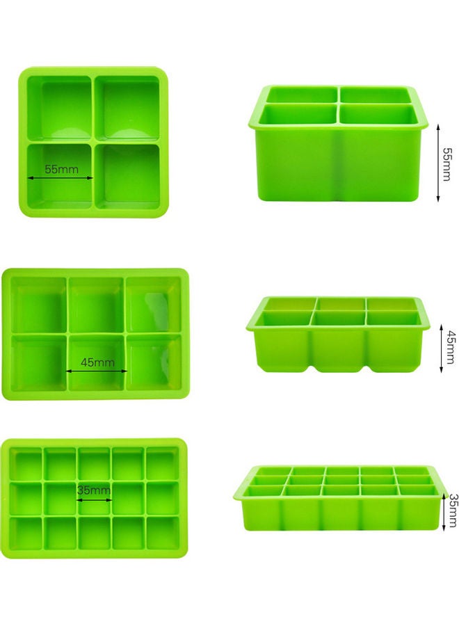 Generic - 6 Grids Silicone Ice Cube Making Tray Green 3.5x20.5x14cm - Image 1