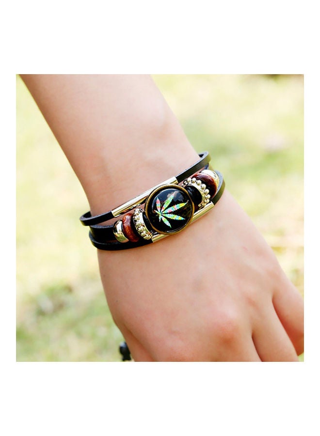 Maple Leaf Beads Faux Leather Bracelet - Image 3