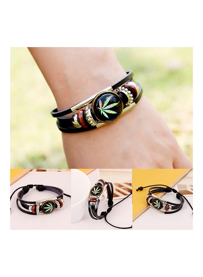 Maple Leaf Beads Faux Leather Bracelet - Image 2