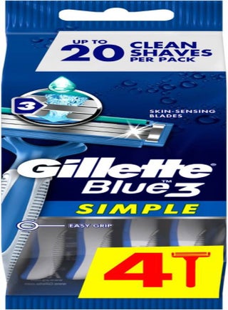 Pack Of 4 Simple3 Disposable Razors Blue - v1613292118/N13346581A_1