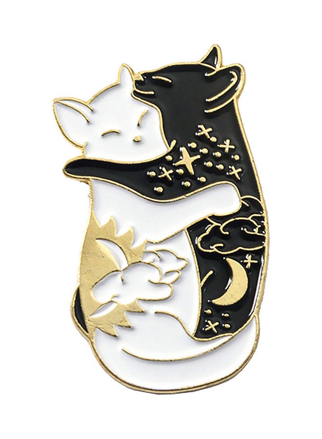Hugging Cat Design Brooch Pin