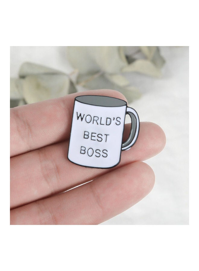Creative Cup Shape Best Boss Letter Enamel Brooch Pin Denim Jacket Collar Badge - Image 5