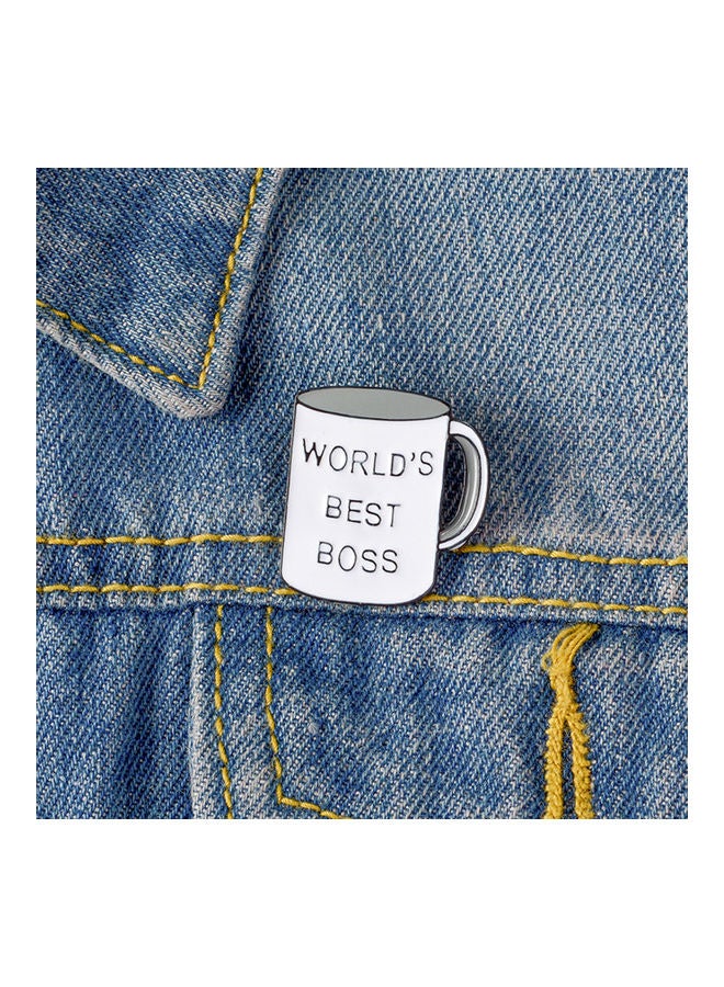 Creative Cup Shape Best Boss Letter Enamel Brooch Pin Denim Jacket Collar Badge - Image 2
