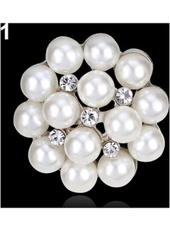 Generic Flower Rhinestone Imitation Pearl Brooch Pin  - Image 1