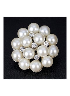 Generic Flower Rhinestone Imitation Pearl Brooch Pin  - Image 2