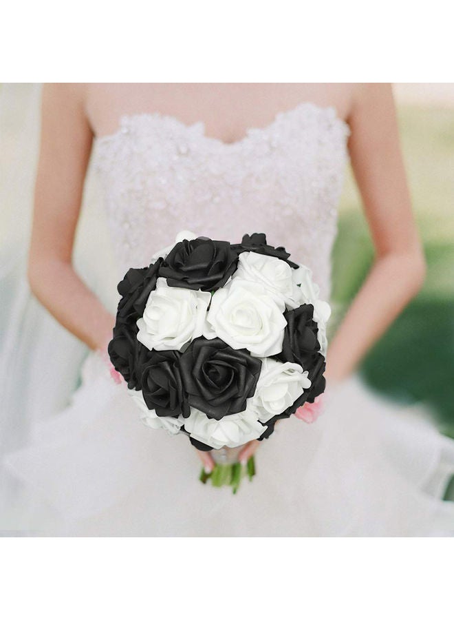 30-Piece Artificial Rose Set Black/White - Image 2