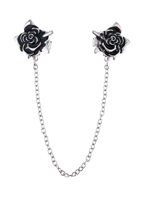Collar Tip Lapel Brooch Pin With Chain