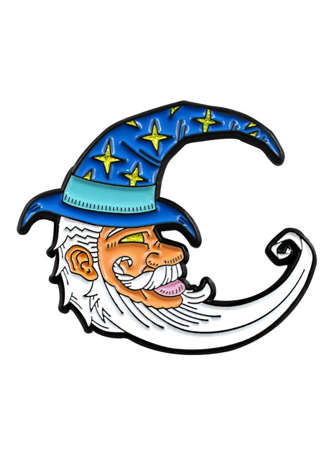 Cute Star Wizard Hat Grandpa Moon Shape Brooch Pin - Image 1
