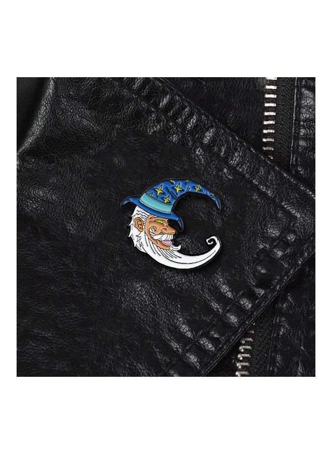 Cute Star Wizard Hat Grandpa Moon Shape Brooch Pin - Image 2