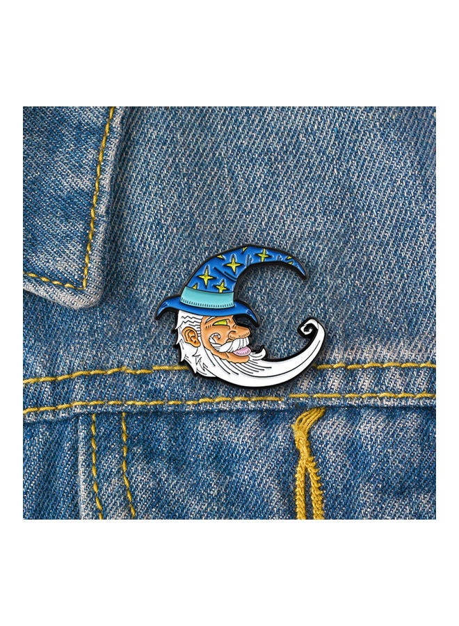 Cute Star Wizard Hat Grandpa Moon Shape Brooch Pin - Image 3