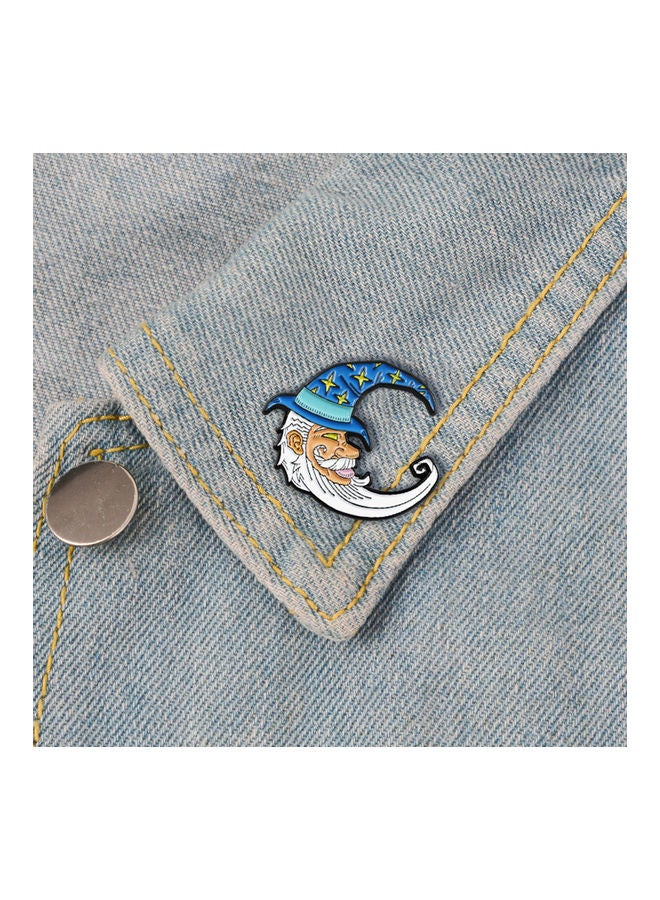 Cute Star Wizard Hat Grandpa Moon Shape Brooch Pin - Image 4
