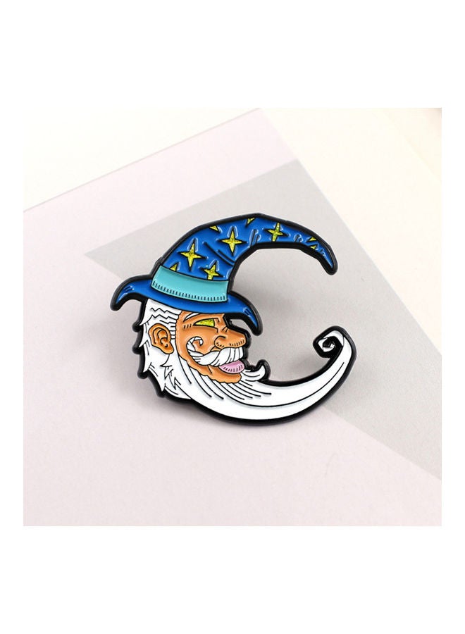 Cute Star Wizard Hat Grandpa Moon Shape Brooch Pin - Image 5