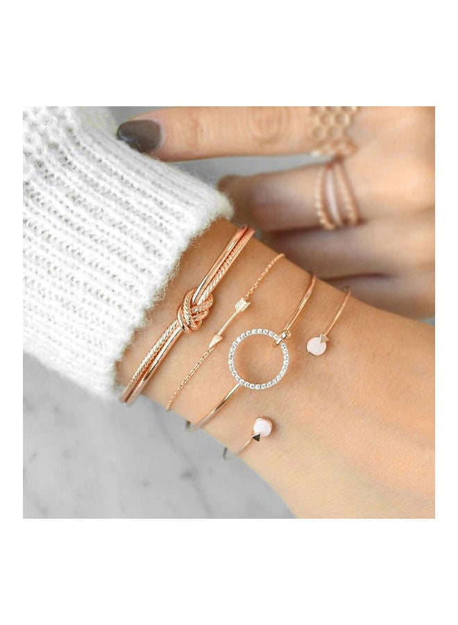 4Pcs Fashion Knotted Circle Arrow Rhinestone Opening Bangles  - Image 1