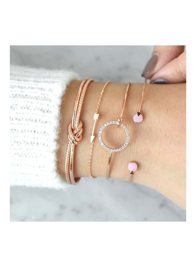 4Pcs Fashion Knotted Circle Arrow Rhinestone Opening Bangles  - Image 2