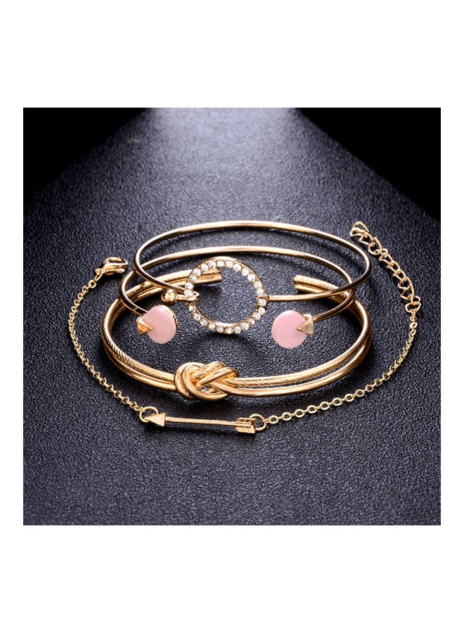 4Pcs Fashion Knotted Circle Arrow Rhinestone Opening Bangles  - Image 3