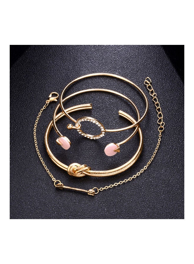 4Pcs Fashion Knotted Circle Arrow Rhinestone Opening Bangles  - Image 4