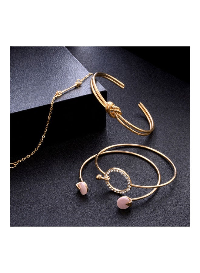 4Pcs Fashion Knotted Circle Arrow Rhinestone Opening Bangles  - Image 5